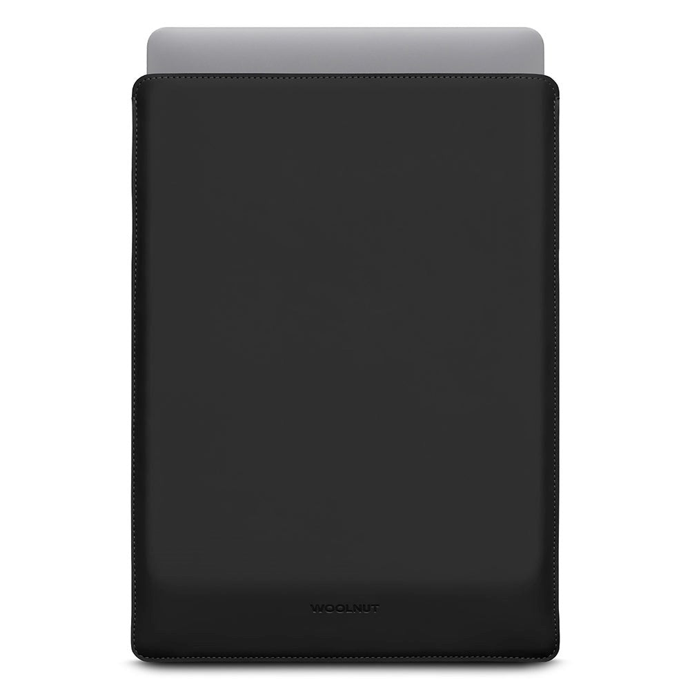 Woolnut Ægte Læder Sleeve Til MacBook / Laptop (370 x 260mm) - Sort