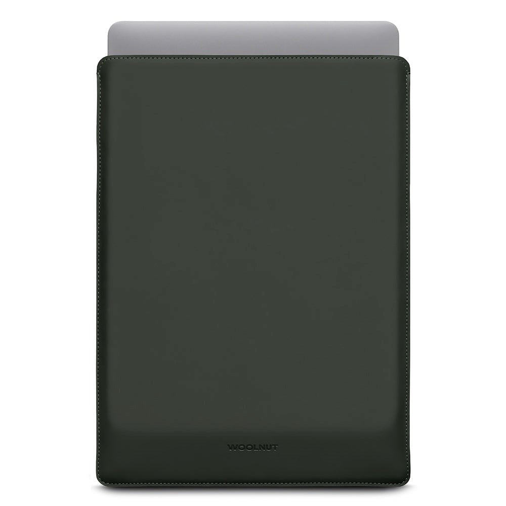 Woolnut Ægte Læder Sleeve Til MacBook / Laptop (370 x 260mm) - Grøn
