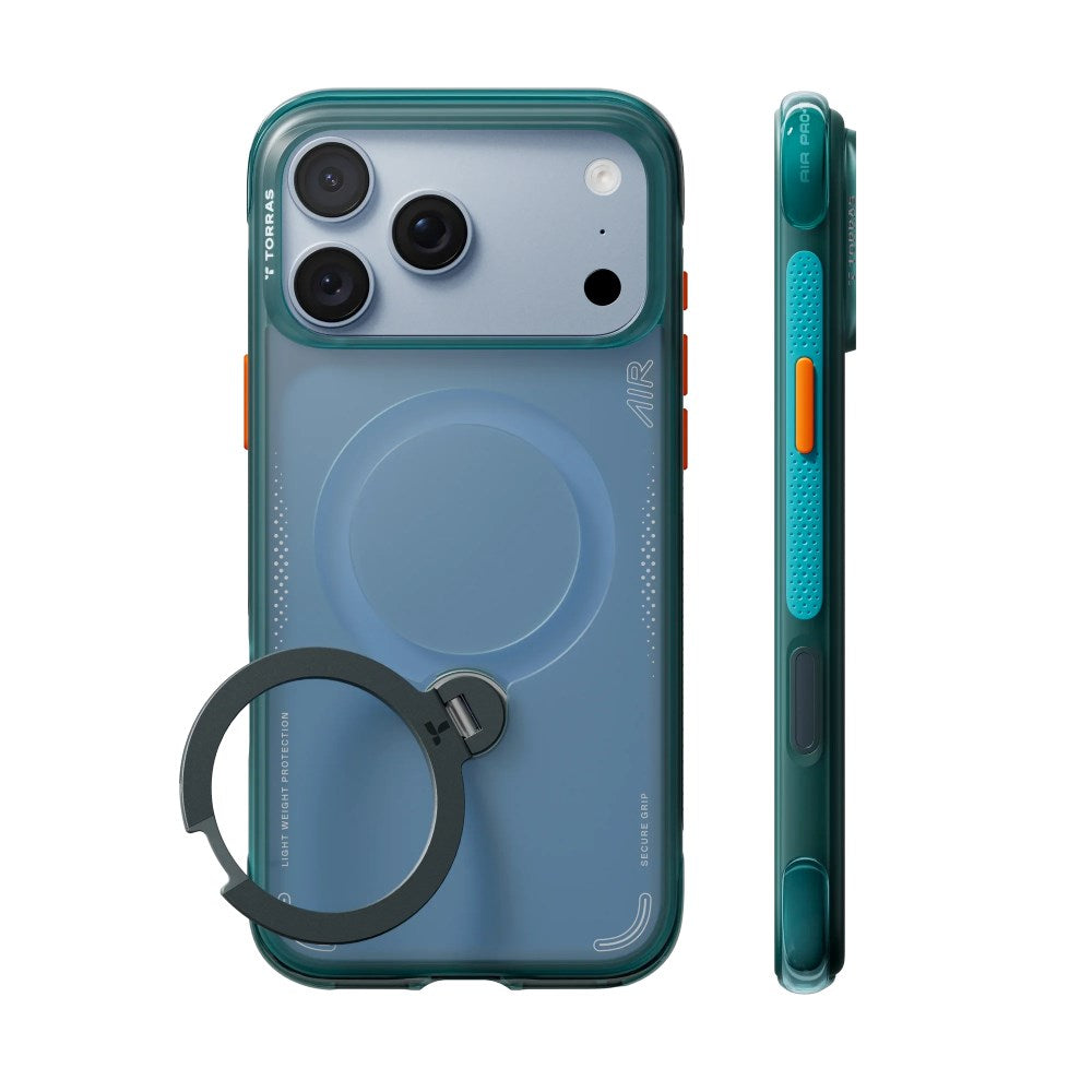 iPhone 18 Pro Max / 17 Pro Max TORRAS Ostand Q3 Air Bagside Cover - MagSafe Kompatibel - Grøn