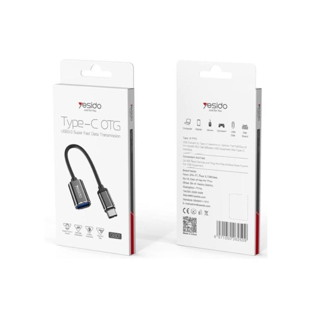 Yesido USB-A til USB-C Adapter - Grå