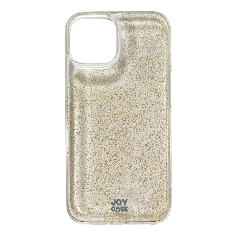 iPhone 14 / 13 Joy Case Hybrid Glitter Bagside Cover - Gennemsigtig / Guld