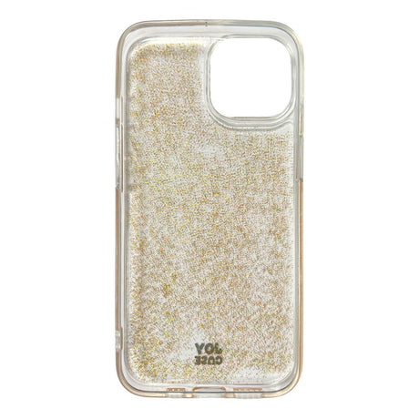 iPhone 14 / 13 Joy Case Hybrid Glitter Bagside Cover - Gennemsigtig / Guld