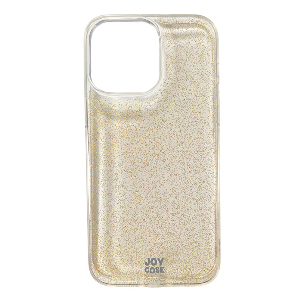 iPhone 14 Pro Max Joy Case Hybrid Glitter Bagside Cover - Gennemsigtig / Guld