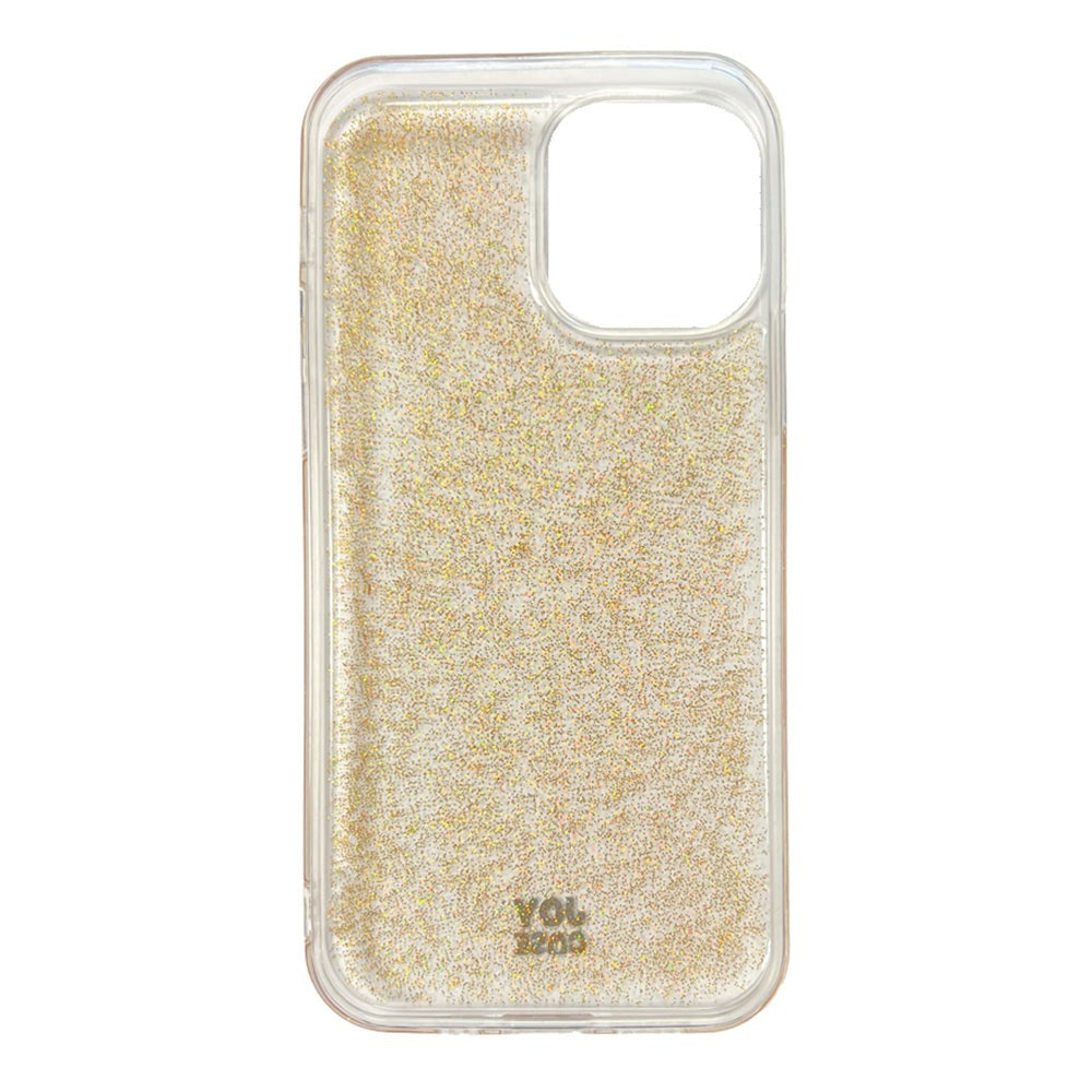 iPhone 12 / 12 Pro Joy Case Hybrid Glitter Bagside Cover - Gennemsigtig / Guld