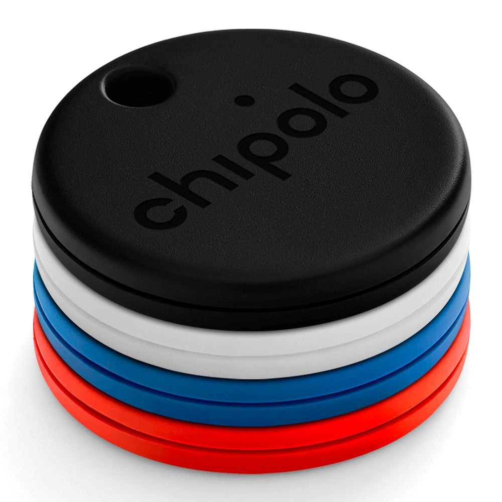 Chipolo ONE - 4 Pack - Bluetooth GPS Tracker - Hvid / Sort / Blå / Rød