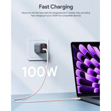 Aukey CB-SCC101 USB-C til USB-C Kabel - Flettet Nylon - 100W - 1m - Lyserød