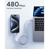 Aukey CB-SCC101 USB-C til USB-C Kabel - Flettet Nylon - 100W - 1m - Lilla
