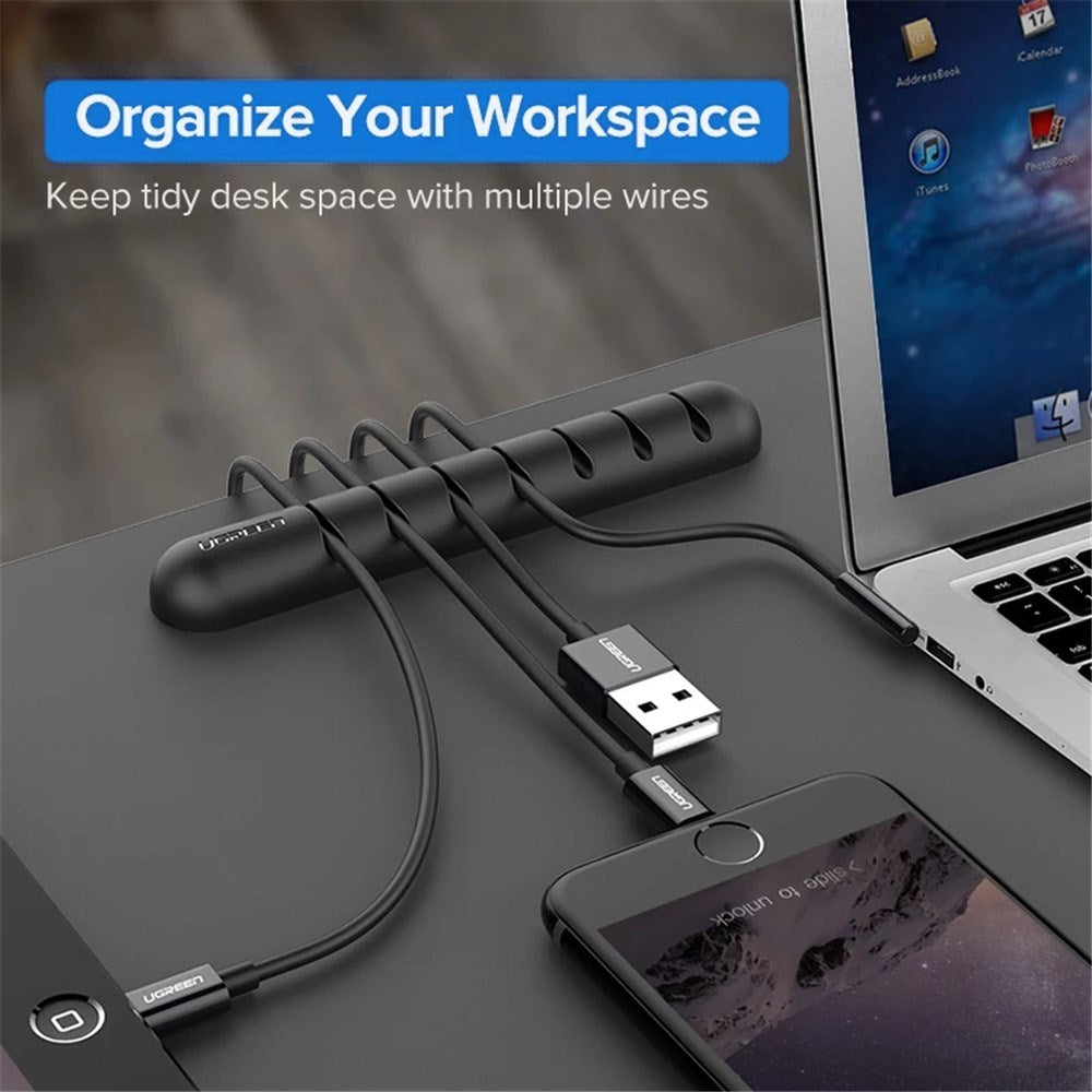 Fleksibel & Selvklæbende Kabelholder - 7 Pladser - Sort