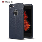 EIDERWOOD iPhone SE / 5 / 5s Litchi Læder Bagside Cover - Mørkeblå