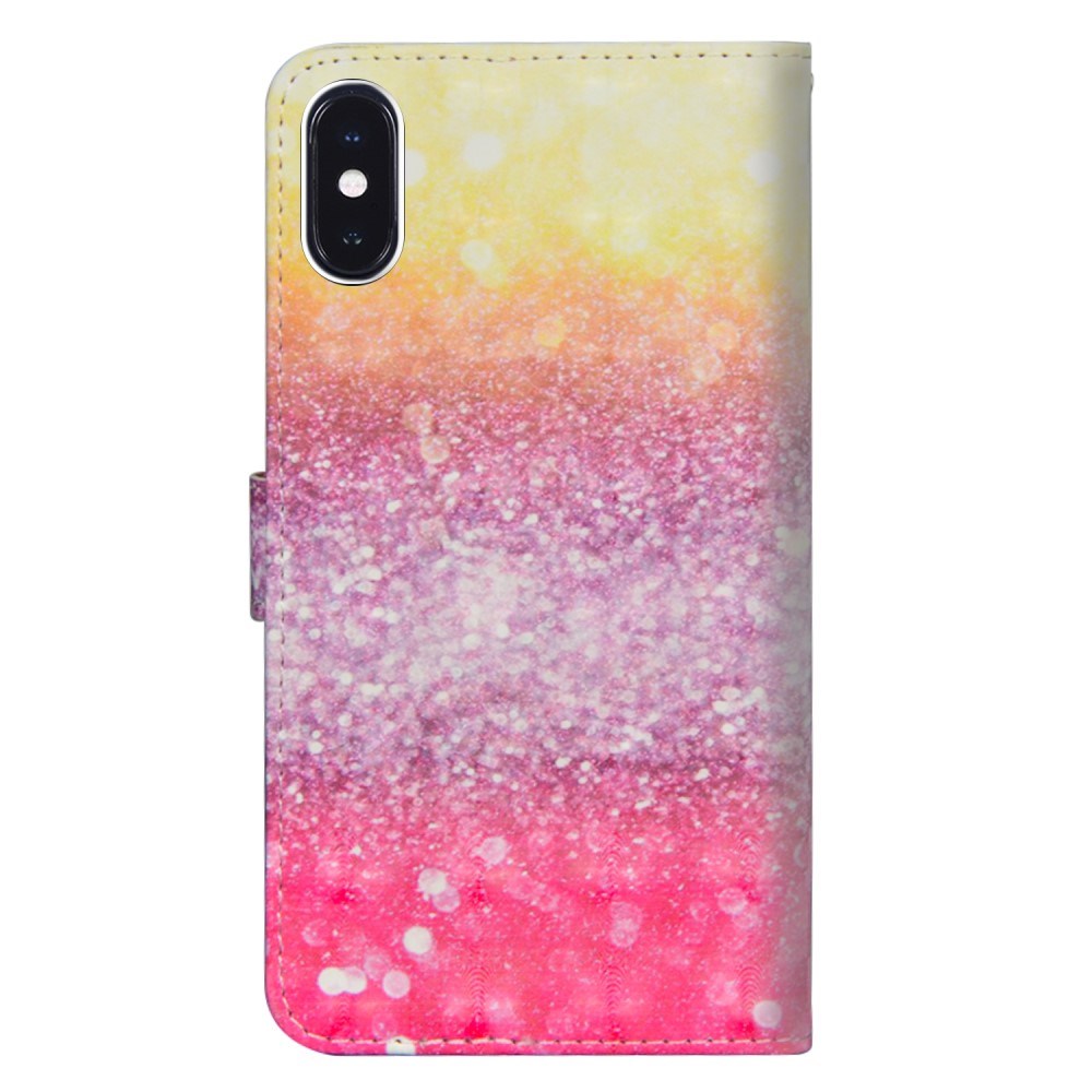 EIDERWOOD iPhone XR Læder Flip Cover m. Pung & Strop - Farverigt Glimt