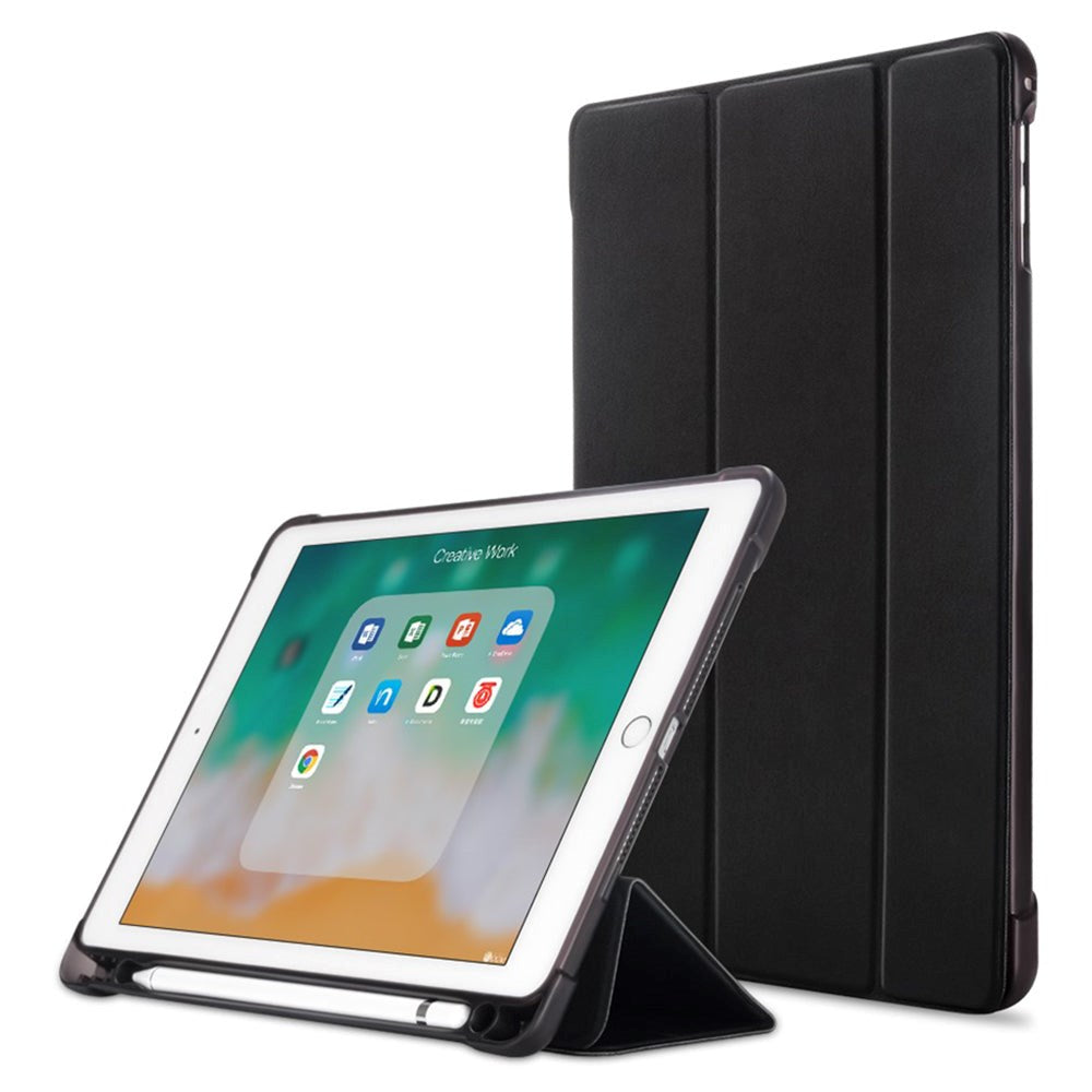 iPad 9.7 (2018-2017) / iPad Air / iPad Air 2 Tri-Fold Flip Cover m. Fleksibel Bagside - Sort