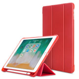 iPad 9.7 (2018-2017) / iPad Air / iPad Air 2 Tri-Fold Flip Cover m. Fleksibel Bagside - Rød