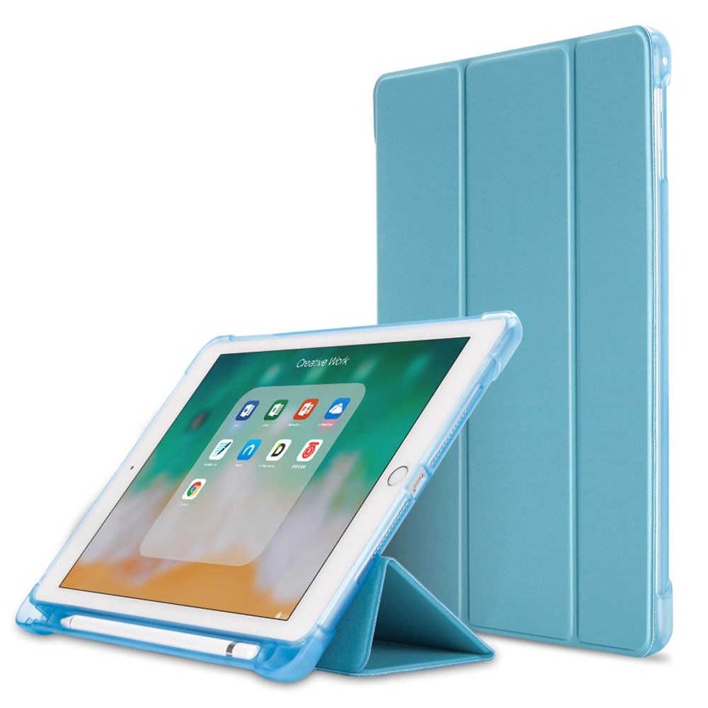 iPad 9.7 (2018-2017) / iPad Air / iPad Air 2 Tri-Fold Flip Cover m. Fleksibel Bagside - Blå