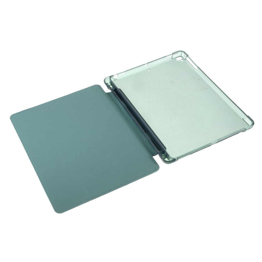 iPad 9.7 (2018-2017) / iPad Air / iPad Air 2 Tri-Fold Flip Cover m. Fleksibel Bagside - Mørkegrøn