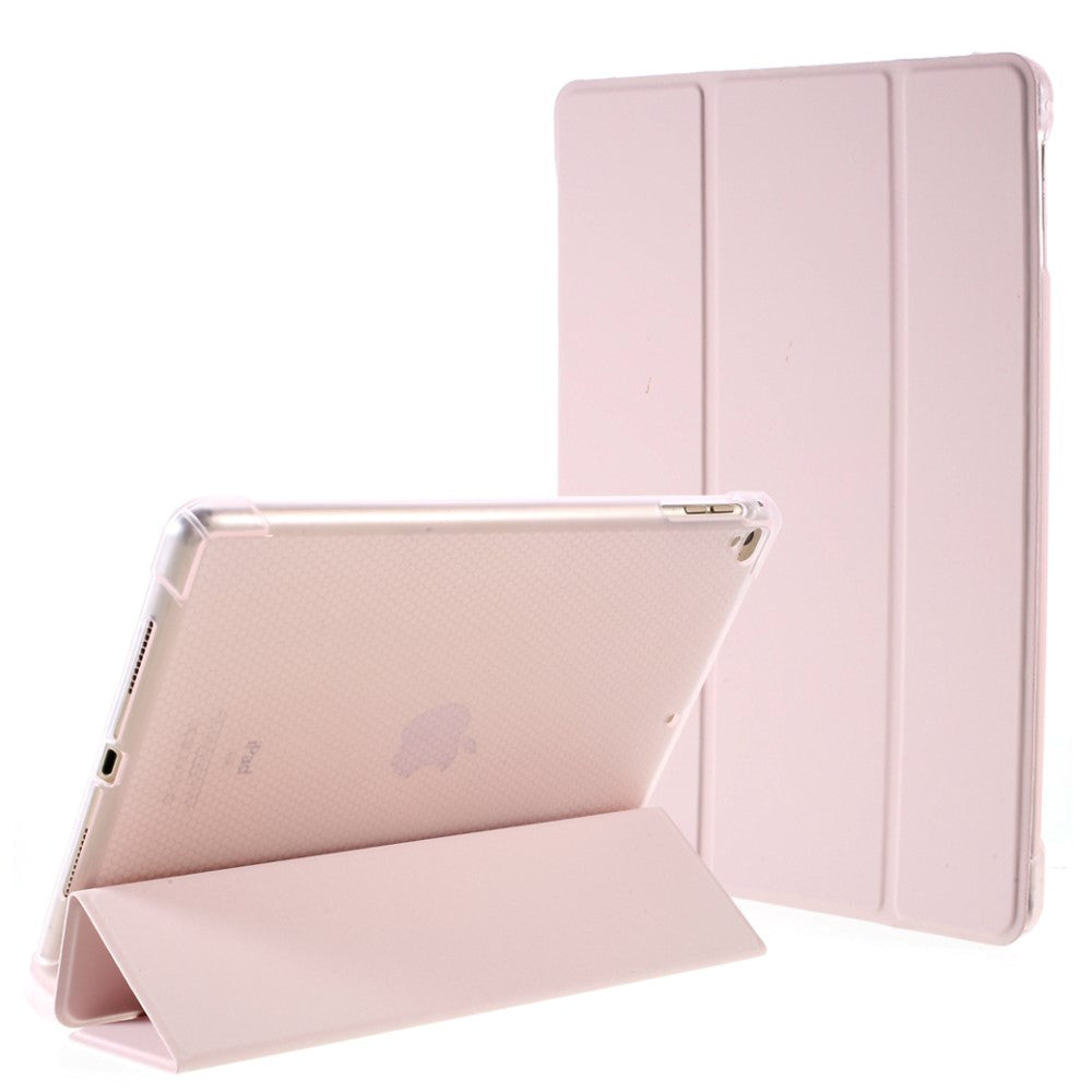 iPad 9.7 (2018-2017) / iPad Air / iPad Air 2 Tri-Fold Flip Cover m. Fleksibel Bagside - Lyserød