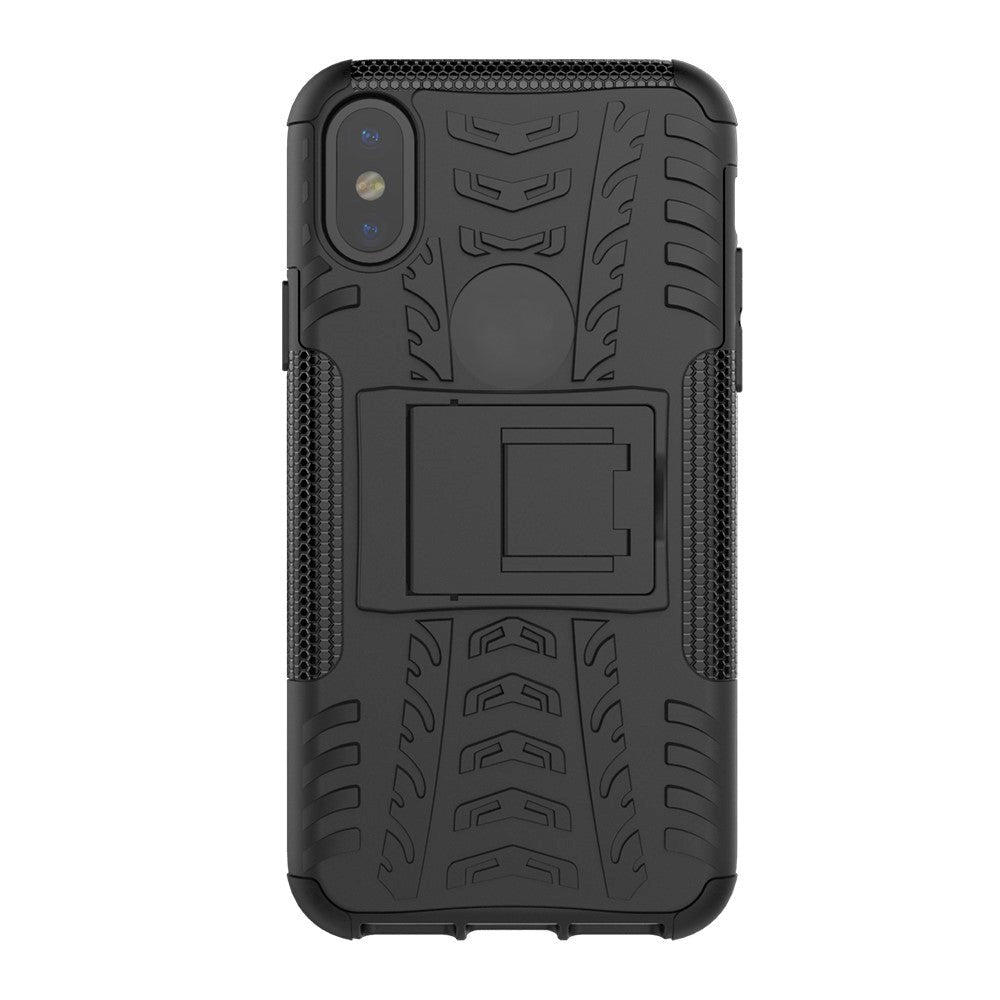 iPhone X / XS Håndværker Bagsidecover m. Stand - Sort