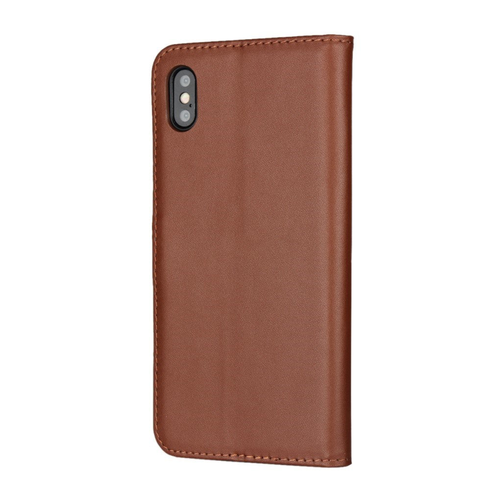 EIDERWOOD iPhone XS Max Læder Flip Cover m. Pung & Ståfunktion - Brun