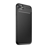 iPhone SE (2022 / 2020) / 8 / 7 Carbon Fiber Fleksibelt Plastik Bagside Cover - Sort