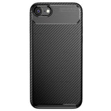 iPhone SE (2022 / 2020) / 8 / 7 Carbon Fiber Fleksibelt Plastik Bagside Cover - Sort