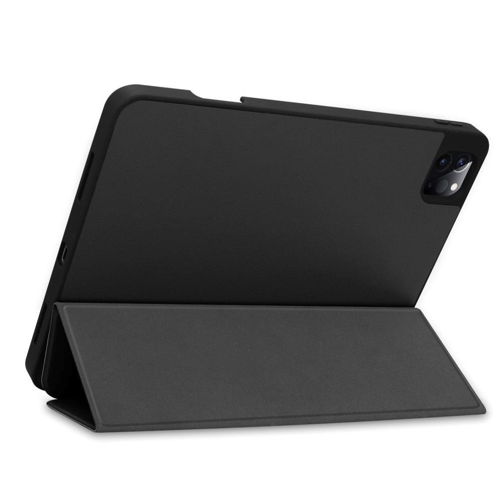 iPad Pro 12.9" (2022 / 2021 / 2020 / 2018) Tri-fold Læder Cover m. Pen Holder - Sort