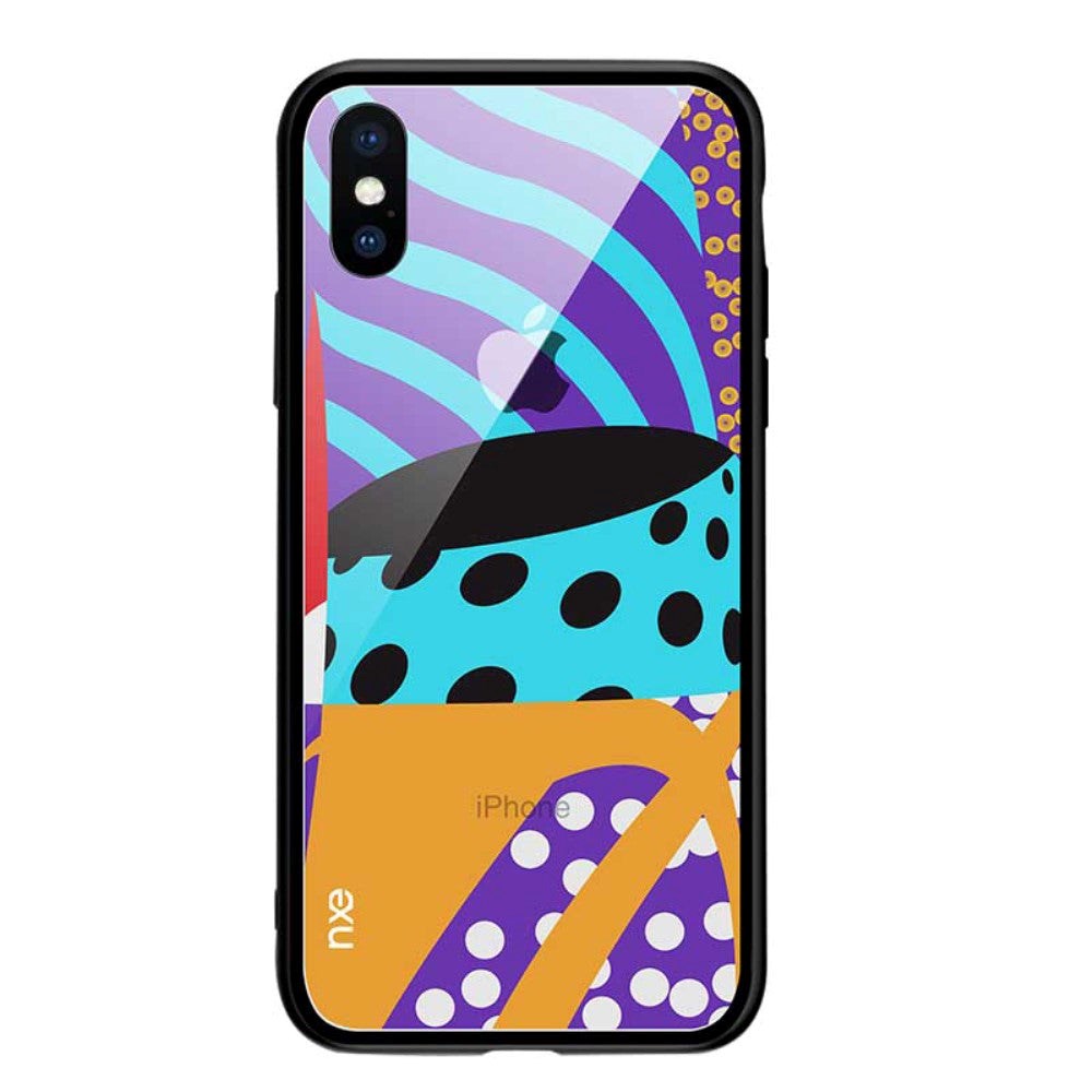 iPhone XS Max NXE Fleksibelt Fashion Cover m. Glasbagside - Blå