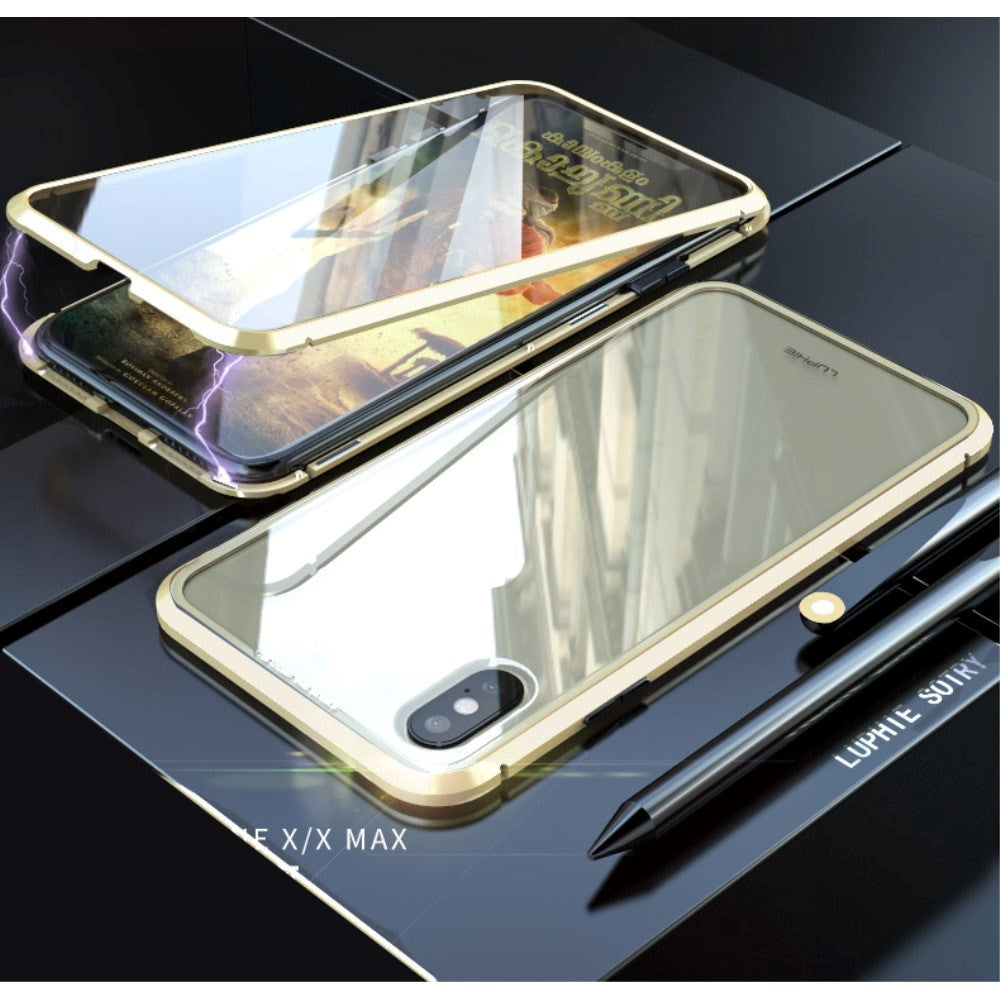 iPhone X / XS Magnetisk Metalramme m. Glassider - Guld