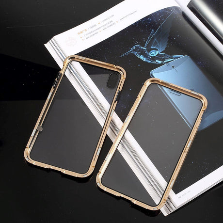 iPhone X / XS 360° Magnetisk Cover m. Glasforside & Bagside - Guld