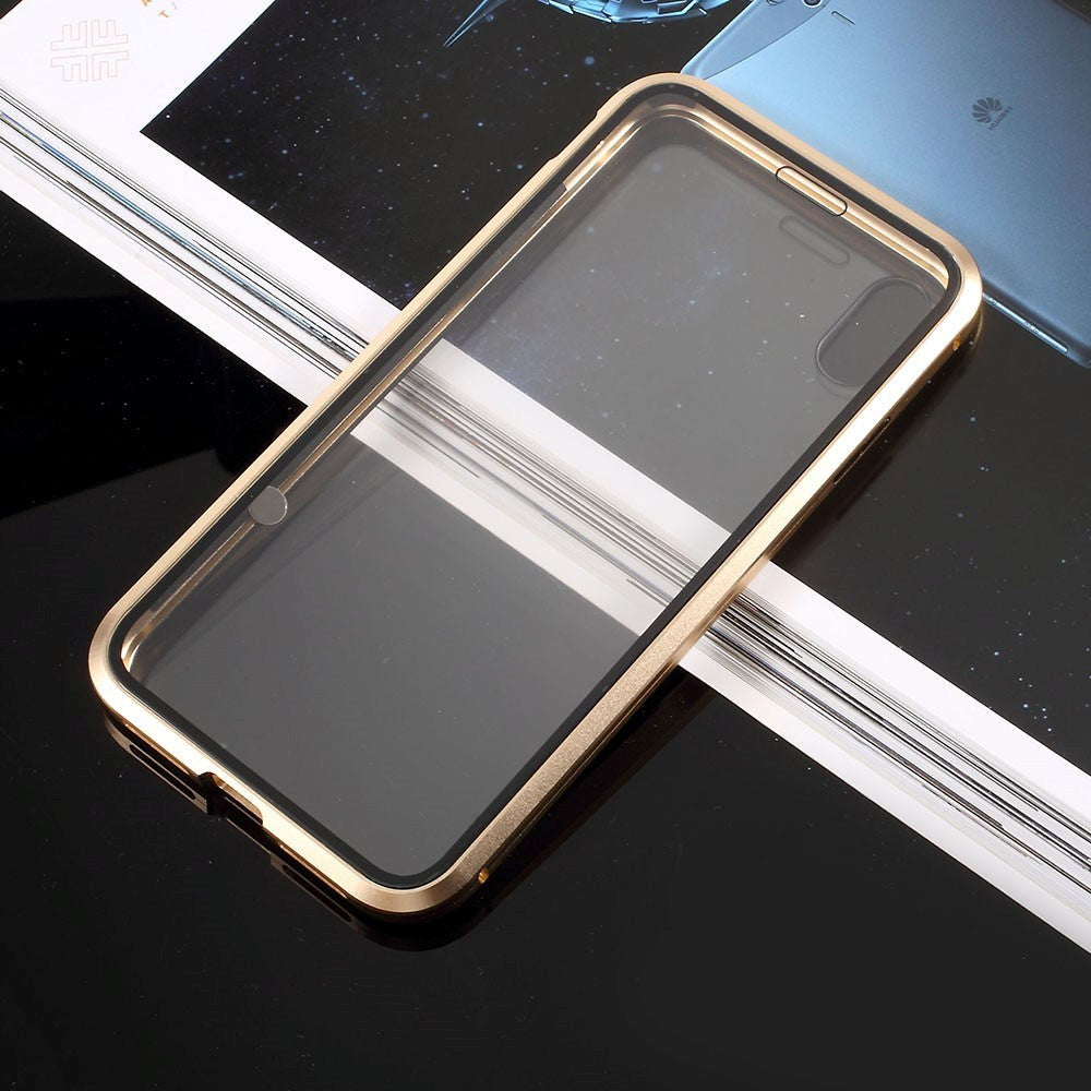 iPhone X / XS 360° Magnetisk Cover m. Glasforside & Bagside - Guld