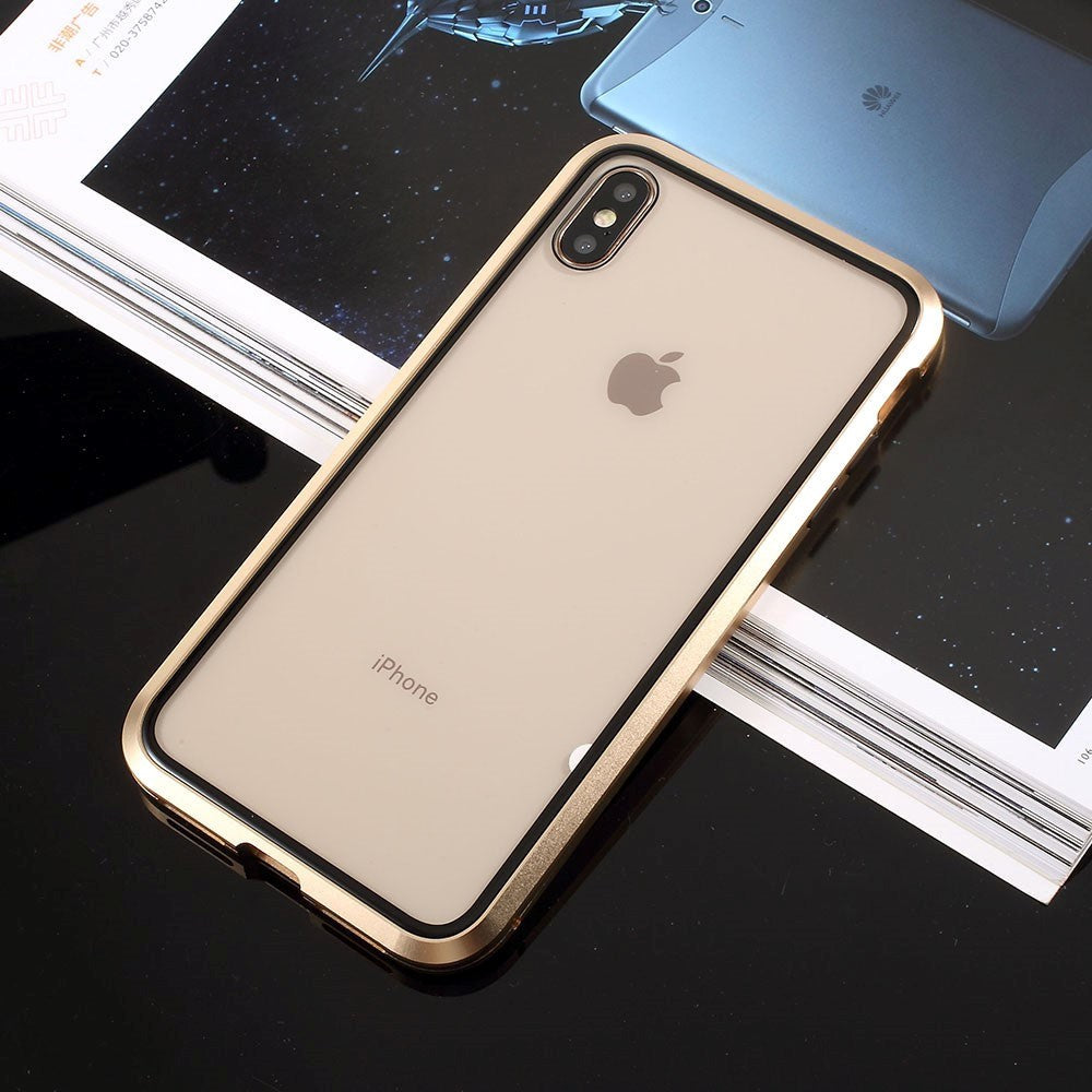 iPhone X / XS 360° Magnetisk Cover m. Glasforside & Bagside - Guld