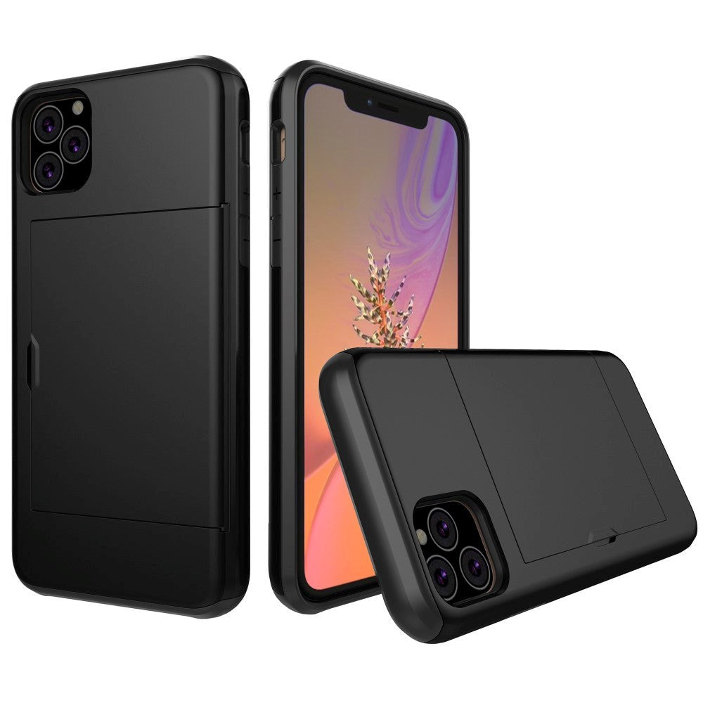 Apple iPhone 11 Pro Hårdt Plastik Cover m. Kortholder - Sort