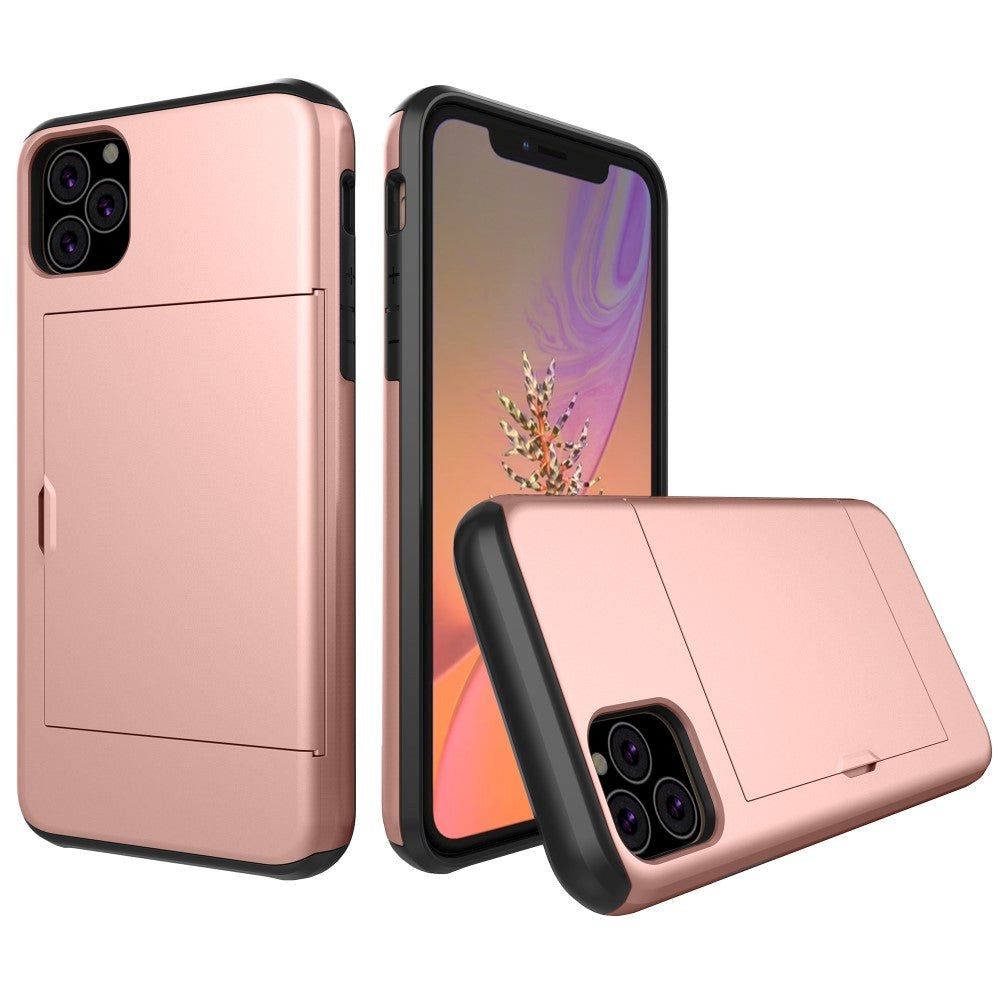 Apple iPhone 11 Hårdt Plastik Cover m. Kortholder - Rose Gold