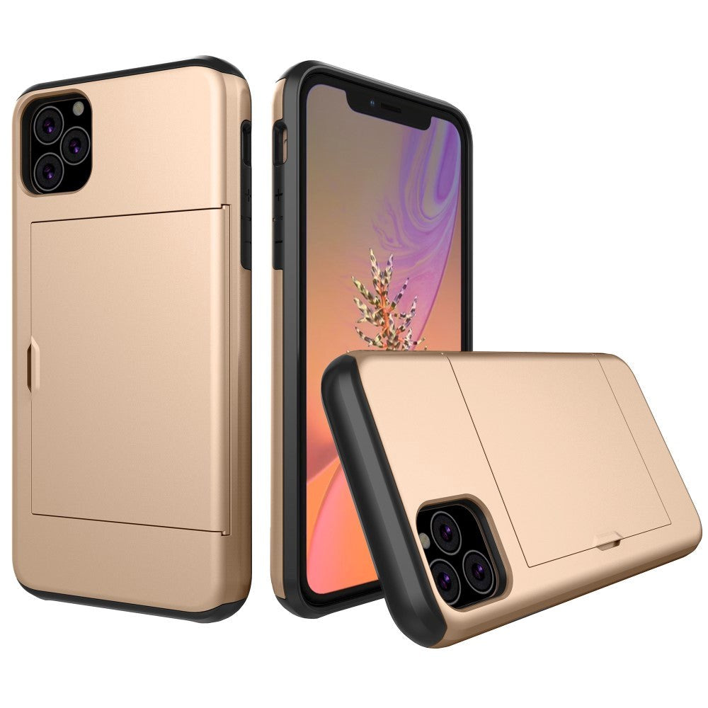 Apple iPhone 11 Hårdt Plastik Cover m. Kortholder - Guld