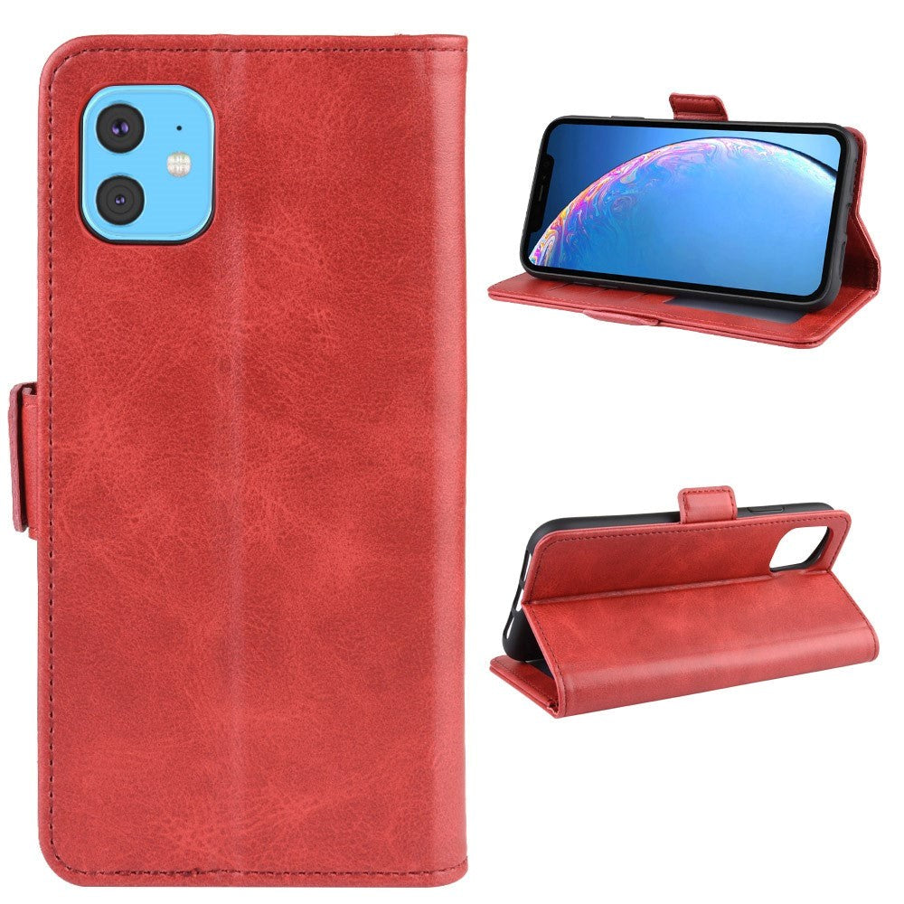 iPhone 11 Læder Flip Cover m. Pung - Rød