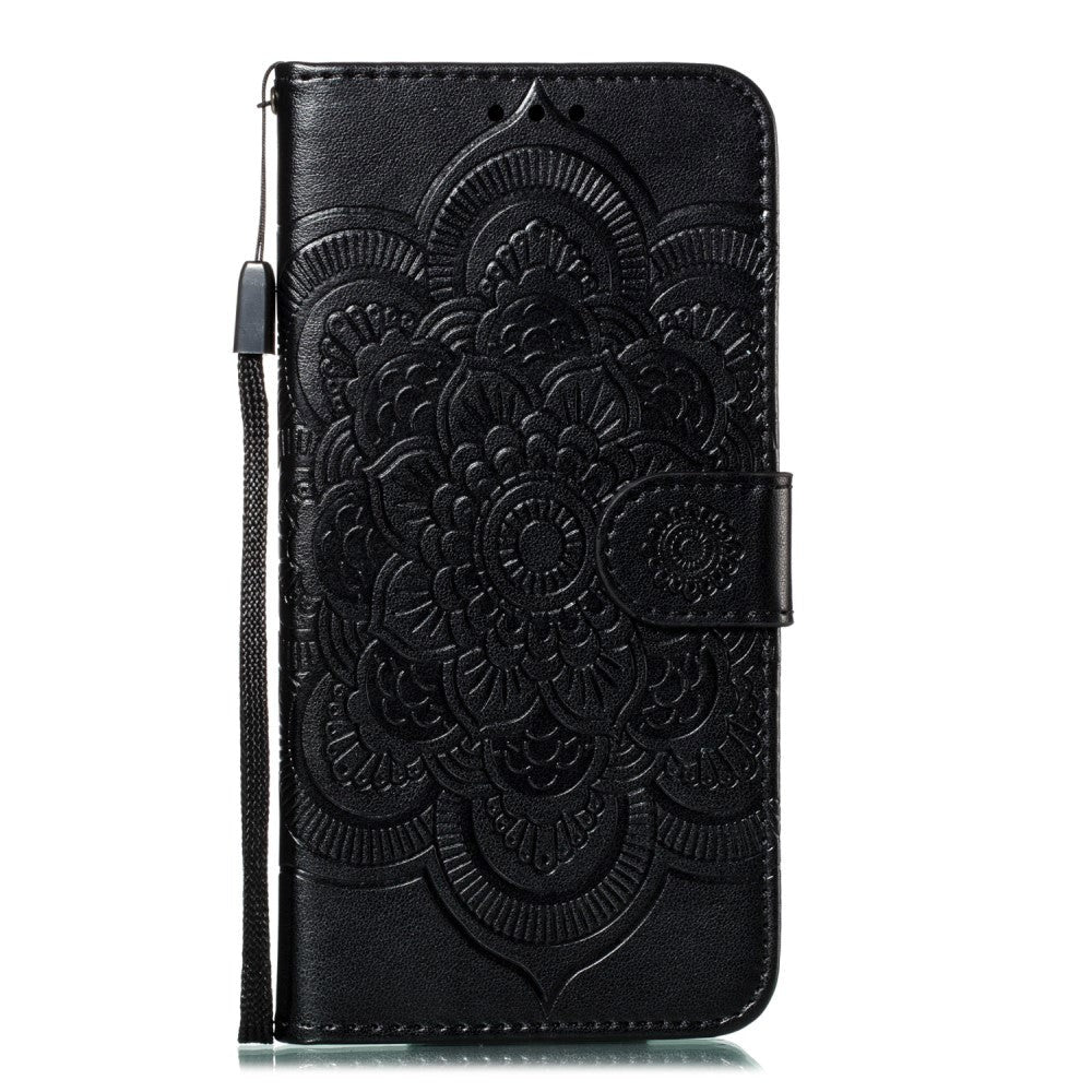 Apple iPhone 11 Læder Flip Cover - Mandala Mønster Sort