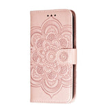 Apple iPhone 11 Læder Flip Cover - Mandala Mønster Rose Gold