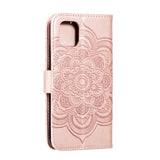 Apple iPhone 11 Læder Flip Cover - Mandala Mønster Rose Gold