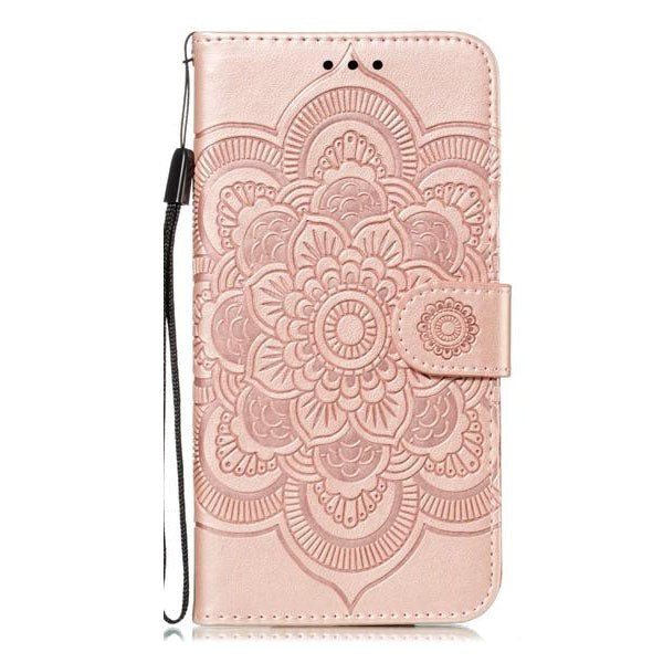 Apple iPhone 11 Læder Flip Cover - Mandala Mønster Rose Gold