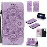 Apple iPhone 11 Læder Flip Cover - Mandala Mønster Lilla