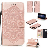 iPhone 11 Pro Læder Flip Cover m. Pung - Rose Gold Blomst