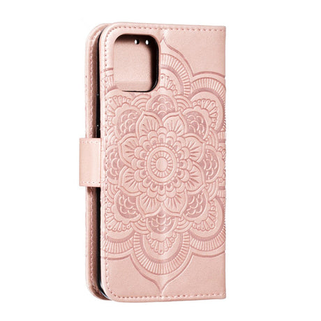 iPhone 11 Pro Læder Flip Cover m. Pung - Rose Gold Blomst