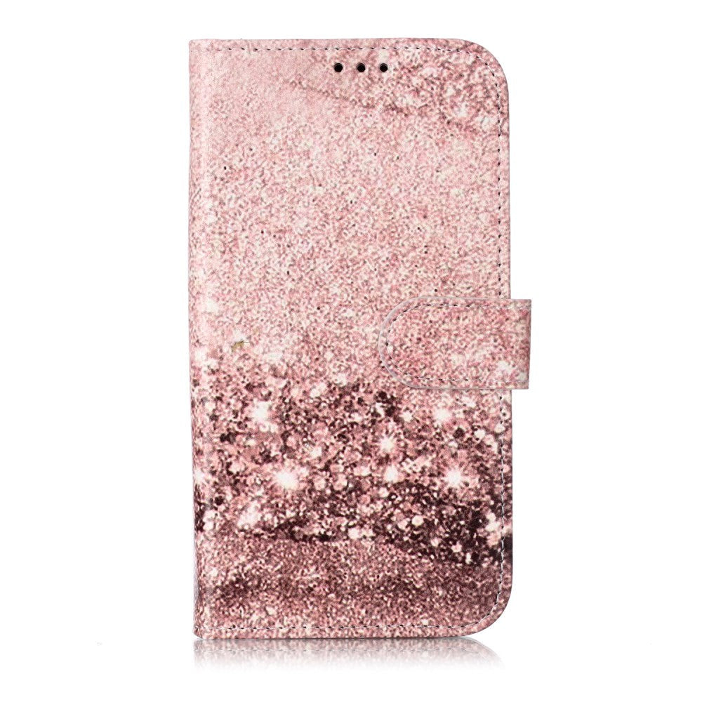 iPhone 11 Læder Flip Cover m. Pung & Print - Rose Gold