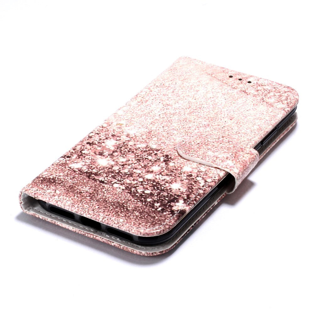 iPhone 11 Læder Flip Cover m. Pung & Print - Rose Gold