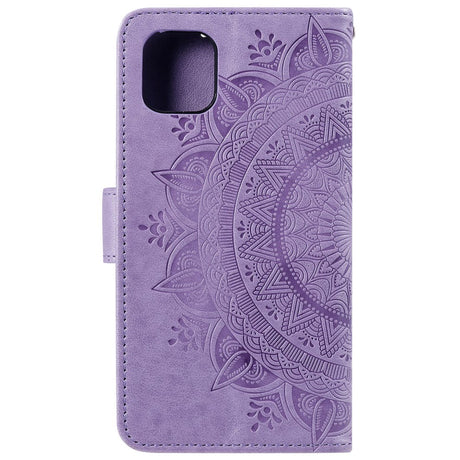 iPhone 11 Læder Cover m. Pung - Mandala Mønster Lilla