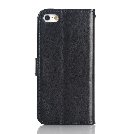 iPhone SE / 5 / 5s Wallet Læder Etui m. Pung Sort