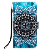 iPhone 11 Læder Cover m. Pung Mandala Blomst Mønster - Blå