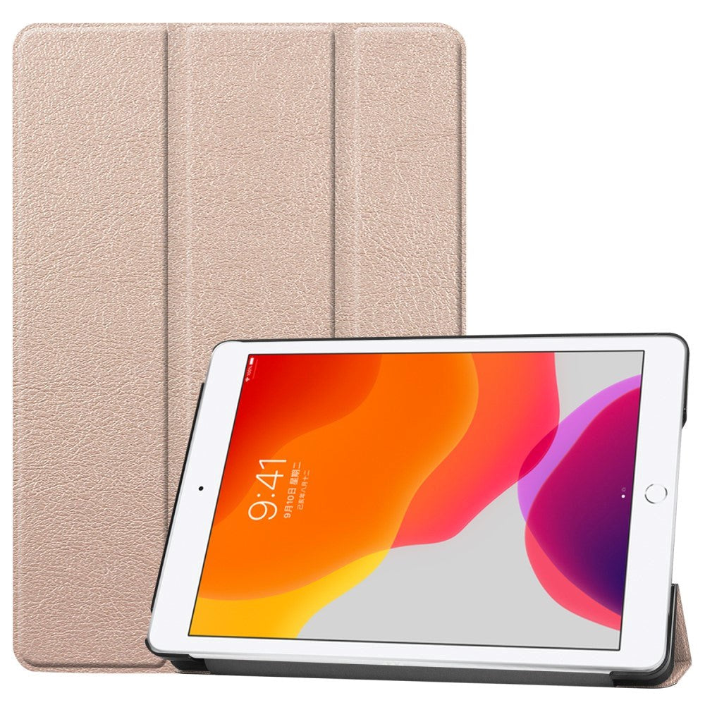 Apple iPad 10.2" (2021 / 2020 / 2019) Læder Flip Cover m. Stand - Guld