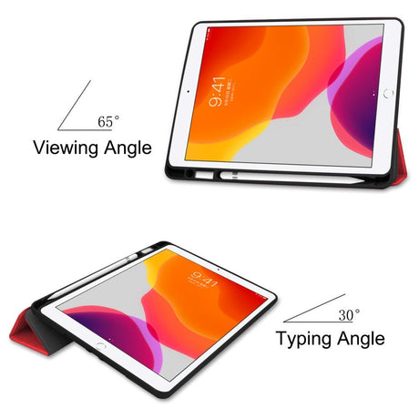 Apple iPad 10.2" (2021 / 2020 / 2019) Flip Cover m. Holder Til Apple Pencil - Rød