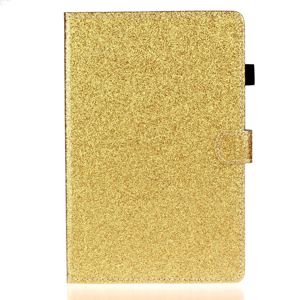 iPad 10.2" (2021 / 2020 / 2019) Glitter Cover m. Flipstander & Kortholder - Glitter Gold