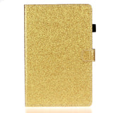 iPad 10.2" (2021 / 2020 / 2019) Glitter Cover m. Flipstander & Kortholder - Glitter Gold