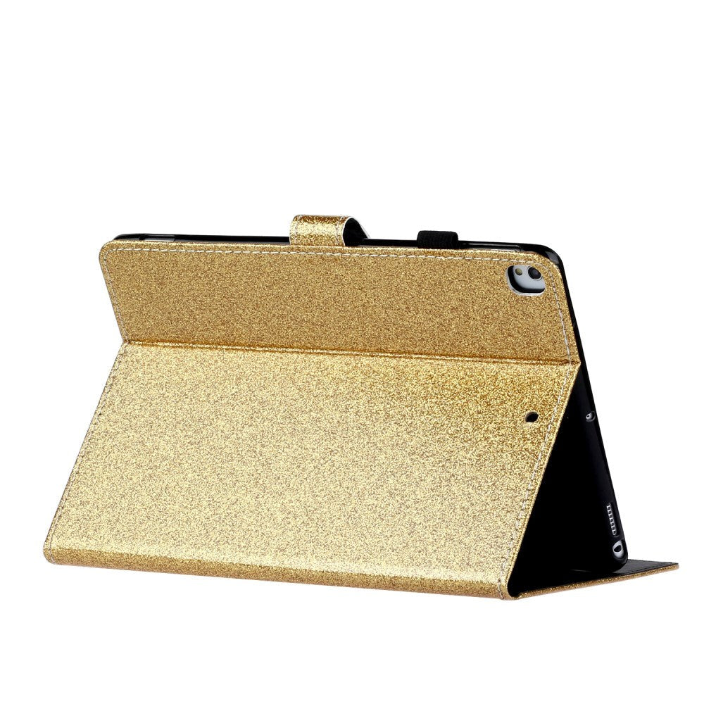 iPad 10.2" (2021 / 2020 / 2019) Glitter Cover m. Flipstander & Kortholder - Glitter Gold